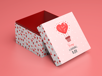 Packaging Design aerostat balloon emotion feeling gift graphic design hand drawn hearts holiday illustration love packaging pink present red romantic simple valentine valentines day vector