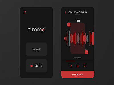 Trimmy - Audio Trimmer App android app app ui audio app audio logo audio player logodesign logos logotype mobile app mobile application mobile ui music music app music player ui uidesign wave