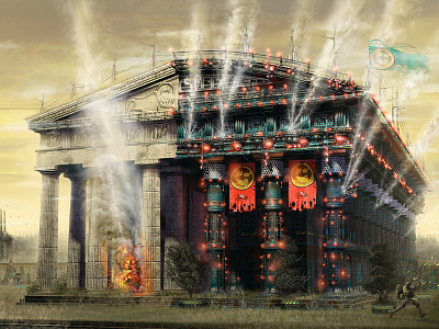 Arson great temple 3d 3d scene cgi concept art digital art fantasy poster print sci fi soldier steampunk temple