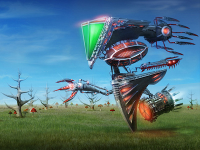 The Mushrom Harvester 3d 3d model cgi character design concept art digital art droid fantasy poster print robot sci fi