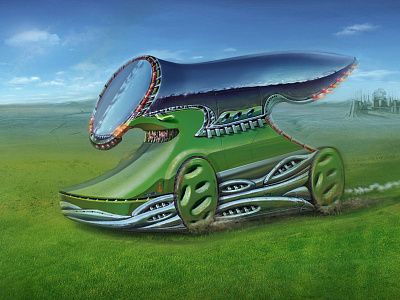 Green Car car cgi concept art digital art future graphic design matte painting planet sci fi steampunk transport design vehicle