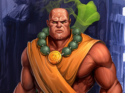 Monk avatar character face fantasy game hero illustration magic monk rpg warrior