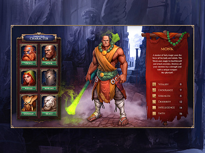 Warrior's Revenge UI angel avatar character game gui icons ios magic monk rpg ui warrior