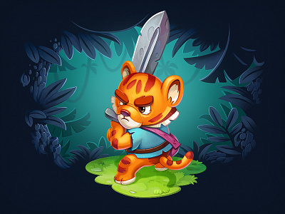 Tiger animal characters game jungle powerful sword tiger warrior