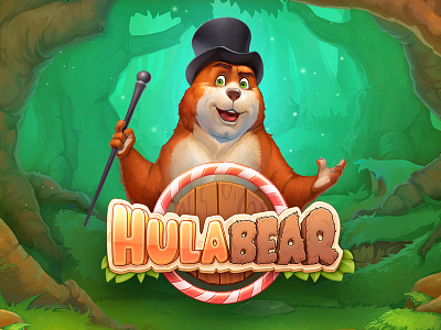 Hulabear Game Logo animal appstore bear character game gamelogo hat hula hoop logo