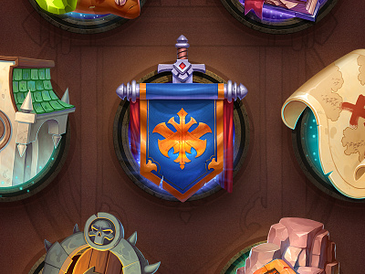 Game Icon Pack emblem fantasy flag game icons magic map powerup rpg skull sword