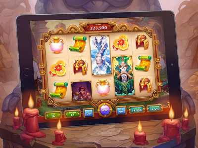 Slot Game Concept chinese dragon emperor game icons interface ios sketches slot symbol tablet ui