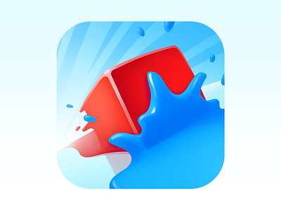 Splashy Cubes App Icon 2d appicon art blue cube design game gamedev icon illustration ios red render splash