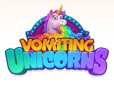 Vomiting Unicorns Logotype animal charachter character design game gamelogo illustration logo logodesign logotype mark rainbow slot unicorn unicorns