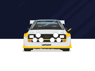 Audi Sport Quattro S1 1985 audi blue car car illustration design flat flatdesign illustration rally vector yellow