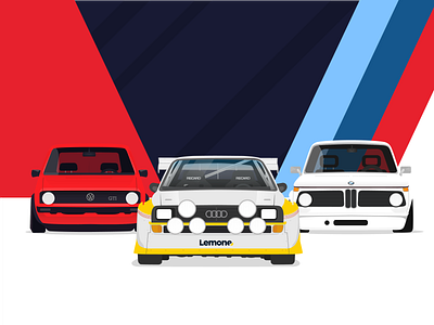 Car illustrations audi blue bmw car desktop flat flat design illustration red vector volkswagen