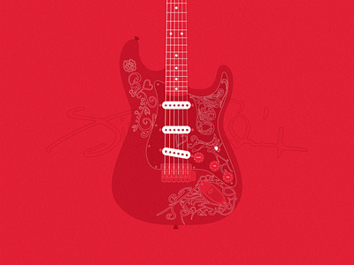 Jimi Hendrix Monterey Guitar design desktop electric guitar fender guitar guitars illustration red redesign stratocaster vector