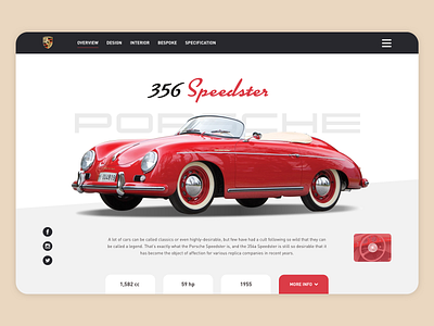 Hero Porsche 356 Speedster branding car design desktop hero hero image porsche ui ui ux ux vector webdesign