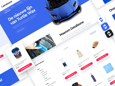 Homepage detailzone blue car clean cleaning detail detailing homepage icon less is more logo products ui ui design uiux ux vector webdesign webshop