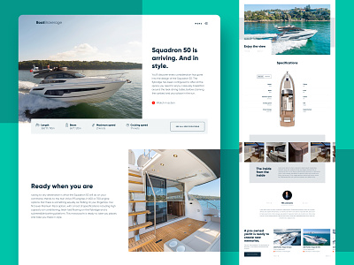 Luxury Yacht Product Page blue boat design desktop information luxe luxury product productpage ui ux vector webdesign