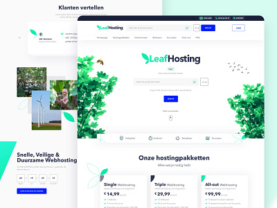 Homepage Hosting Network - LeafHosting blue branding clean design desktop environment green hosting leaf logo sale ui ux vector webdesign