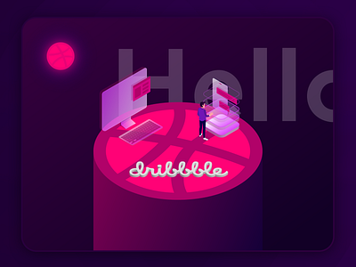 Hello Dribbble! design designer firstshot hellodribbble illustration isometric isometric design isometric illustration ui ux