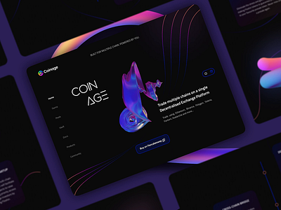 coinage crypto landing page 3d animation crypto dark landing dark theme design designer logo motion graphics nft ui ui design ux ux design vector website