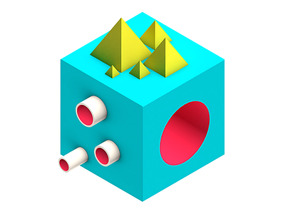 Ludicious Cube 3d colorful cube gradient icon isometric minimalistic polygon pyramide