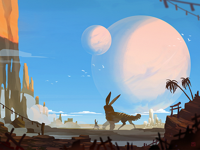 Twin Planets - Personal Piece art concept conceptart digital painting photoshop