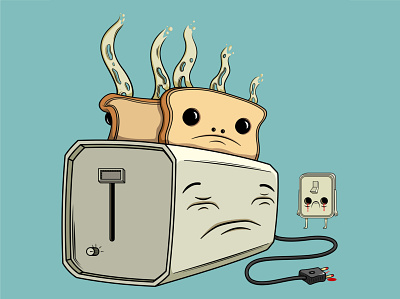 Sad Toaster design illustration vector