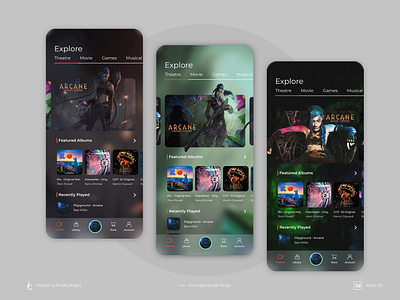 mux; music app UI concept design