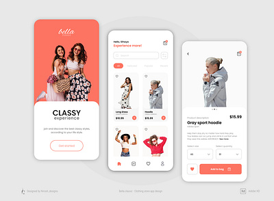 Bella classic; clothing store UI concept design adobexd app design app ui design concept design illustration mobile app design mobile ui design ui ui app design ui design uiux uiux design