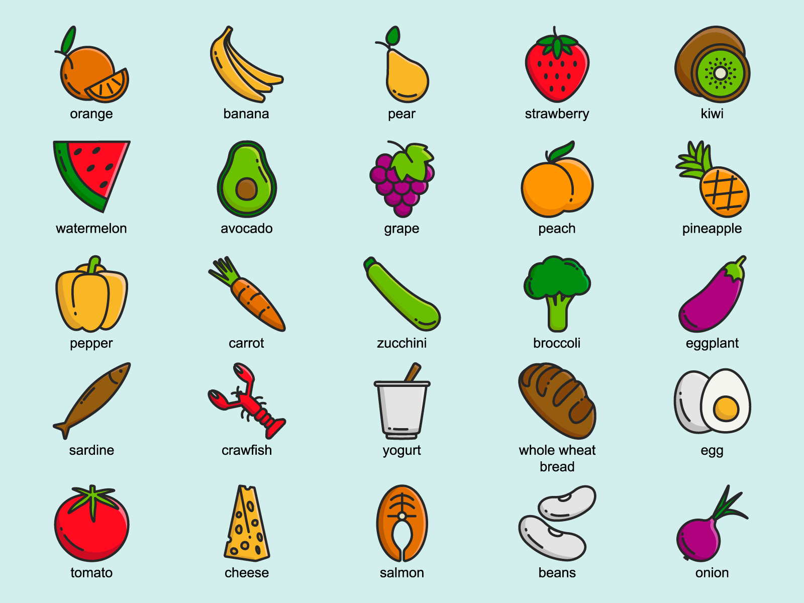 healthy food pictures with names