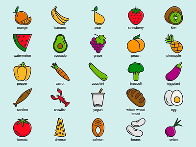 25 Healthy food line icons adobe illustrator branding design food food icons graphic design health healthy food icons icons for app illustration line icons logo vector