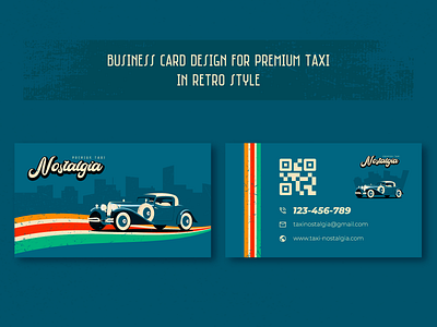 Business card design for taxi service in retro style