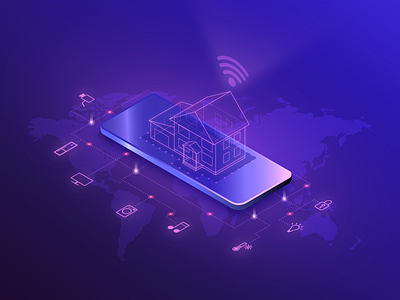 Isometric illustration of smart home technology