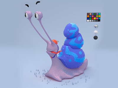 SNAIL RUN 3d characterdesign happy illustration purpple