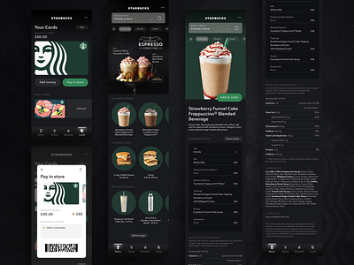 Starbucks | App Concept app coffee concept dark figma green menu order pay starbucks ui ui ux ux