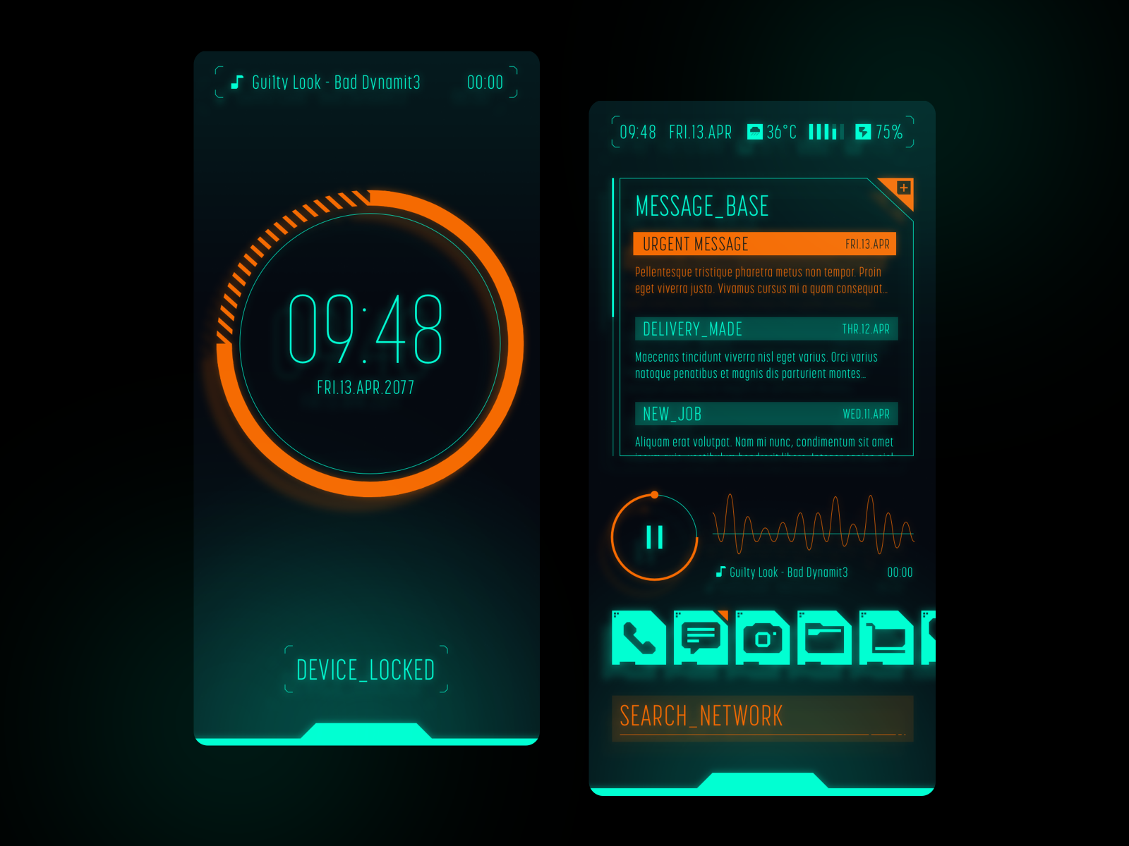 Cyberpunk Phone UI by Alex Morris on Dribbble