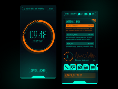 Cyberpunk Phone UI android cyberpunk future home screen icons illustrator lock screen mobile sketch theme