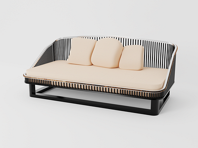 Model sofa with wood and metal elements blender blender3d wood sofa art