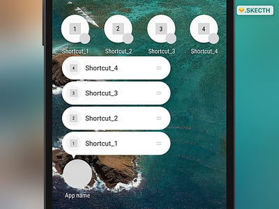 Android-N Shortcuts template android free gui interface nougat shortcuts sketch template