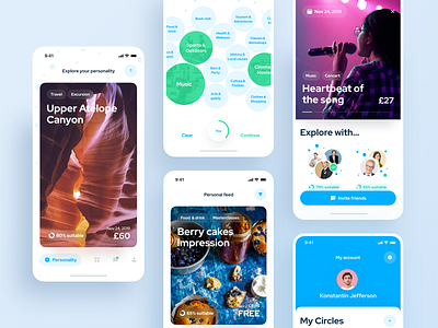 Circles IOS app. Enjoy events with circles of friends app blue booking booking app design event event app interaction invite ios 14 iphone x network photo screen social typography ui ux