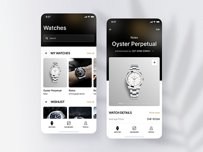 Adresta. Luxury watch collection app app blockchain cards ui design fashion fashion app luxury marketplace mobile mobile app screen typography ui ux watch watch ui