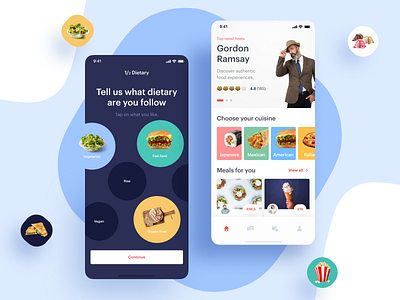 Local Food Experiences App app blue delivery app design food app icons interaction invite ios mobile mobile app mobile ui photos product restaurant app screen typography ui ux