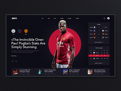 ESPN. UI redesign concept design football interaction invite redesign sport typography ui ux