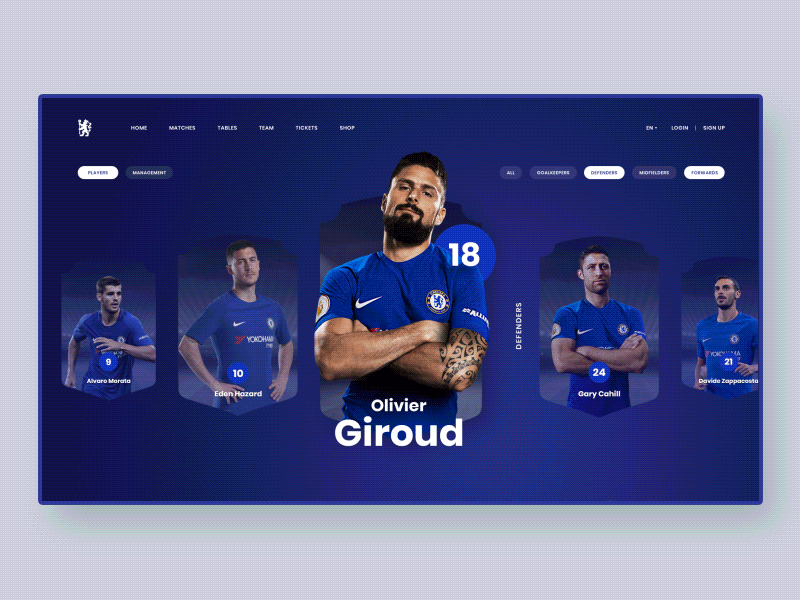 Chelsea FC. UI redesign & animation concept by Nick Zaitsev for Art of  energy from Roman Budaev on Dribbble