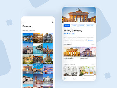 Traveler guide app UI design