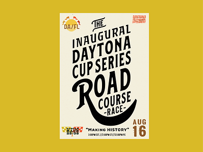 Daytona Cup Series Road Race custom lettering customtype motorsport nascar poster racing vector illustration