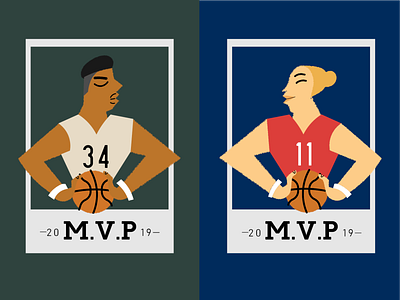 M.V.P'S basketball digital art illustration trading cards