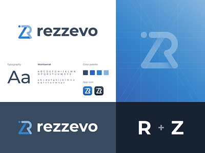 Logo Rezzevo blue branding design grid grid logo logo ui ux vector
