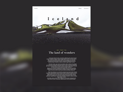 Land of wonders article blog clean iceland interface minimalist nordic travel ui ux