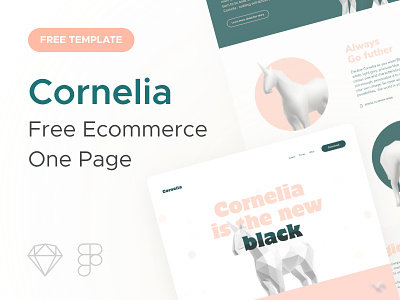 Cornelia • Ecommerce One Page Template agence cornelia design dnd download drop shadow ecommerce figma free freebies glassmorphism gumroad onepage page product ressource sketch template ui unicorn