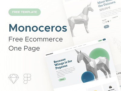Monoceros • Ecommerce One Page Template agence design dnd download drop shadow ecommerce figma free freebies glassmorphism gumroad monoceros onepage page product ressource sketch template ui unicorn
