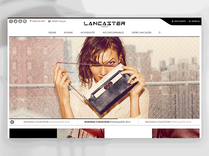 Lancaster Website agence animation bag dnd ecommerce home lancaster leather magento page redesign responsive